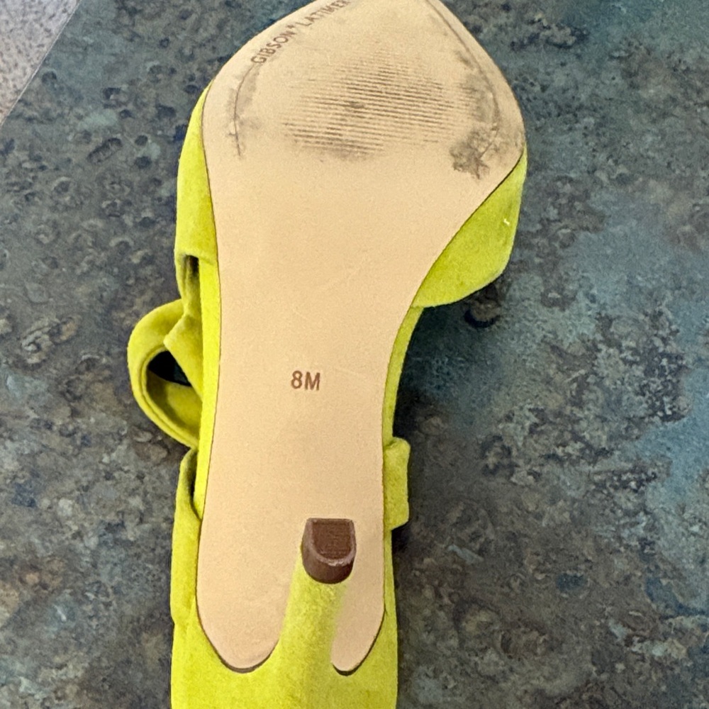 Gibson Latimer Neon PALE GREEN SUEDE Heels. - Picture 5 of 5